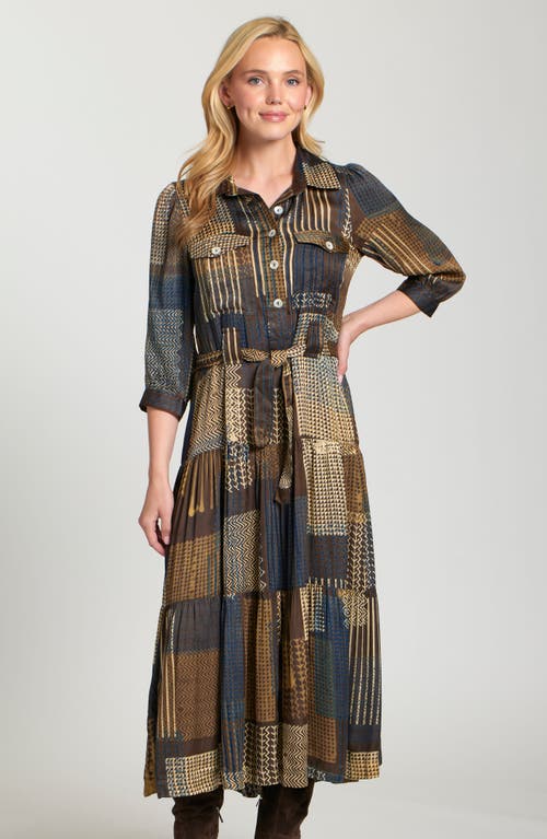 Apny Mixed Print Tiered Shirtdress In Multi