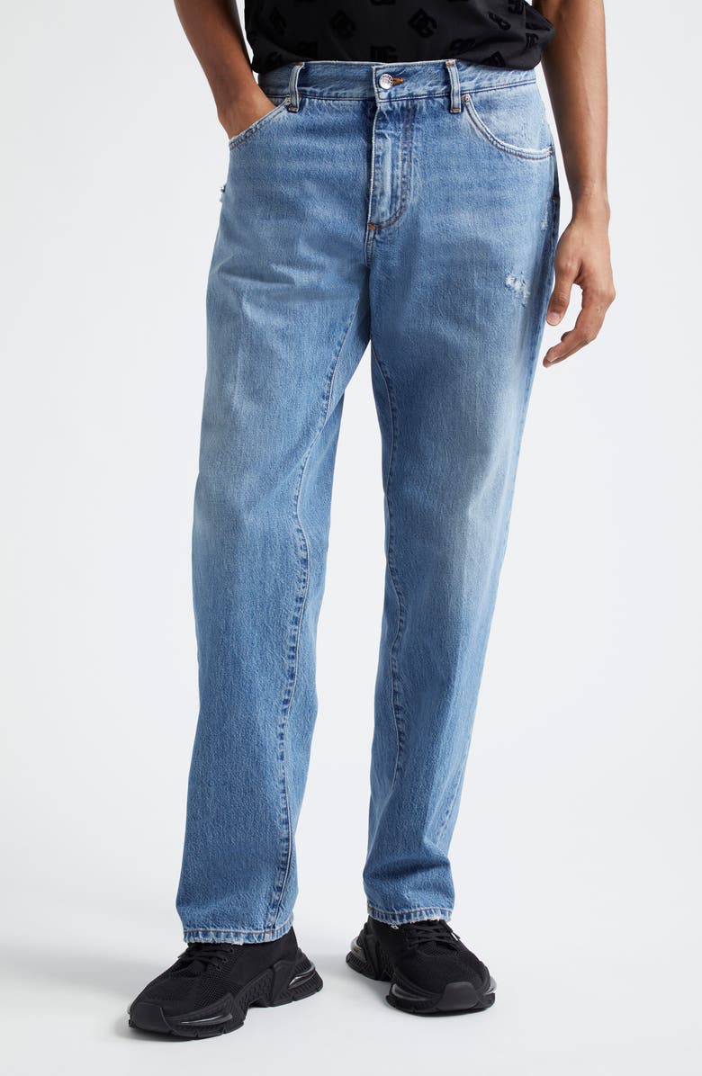 Dolce&Gabbana Distressed Straight Leg Jeans, Main, color, S9001 Variante Abbinata