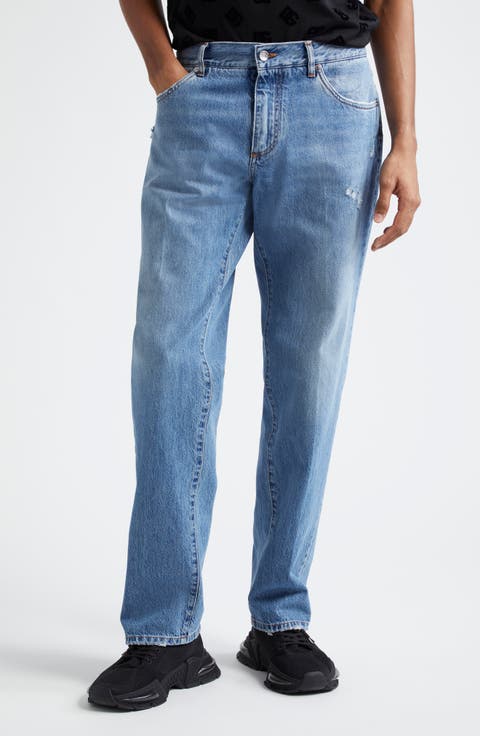 Distressed Straight Leg Jeans