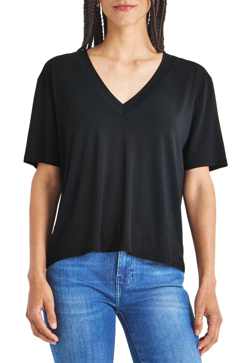 Lacey Relaxed V-Neck T-Shirt, Main, color, BLACK