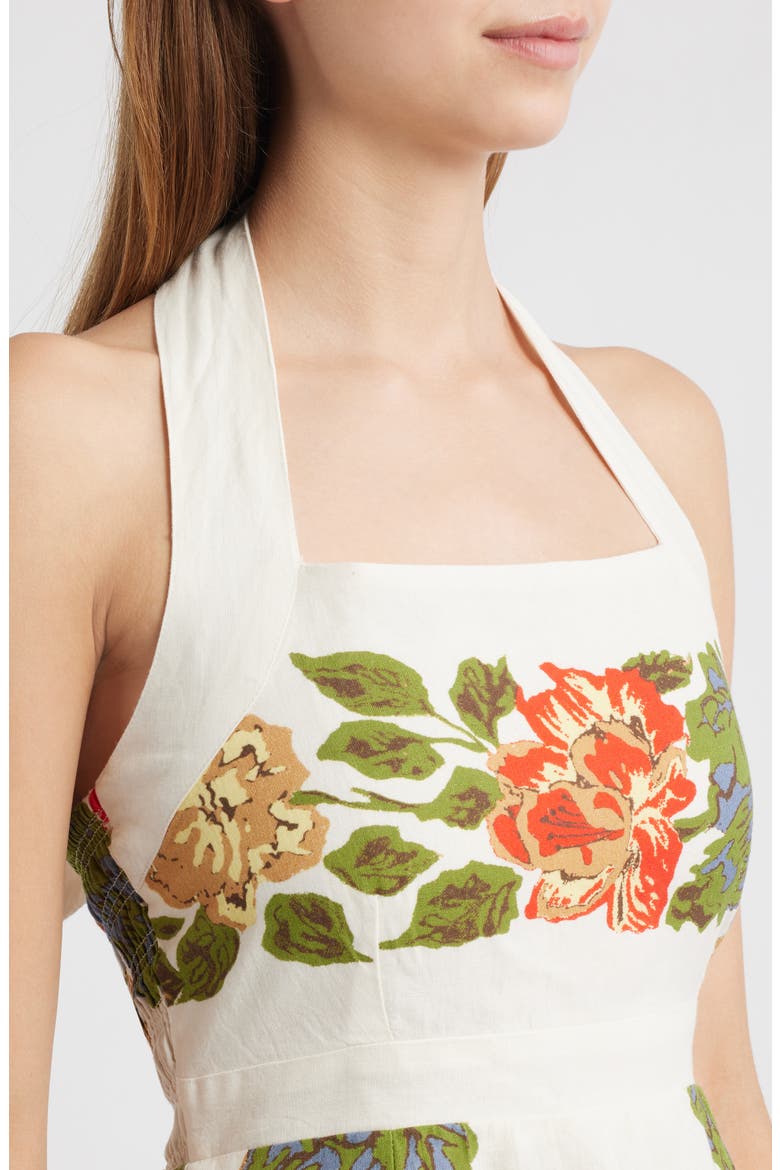 Milly Floral Cotton & Linen Halter Midi Dress, Alternate, color, JULIET PRINT