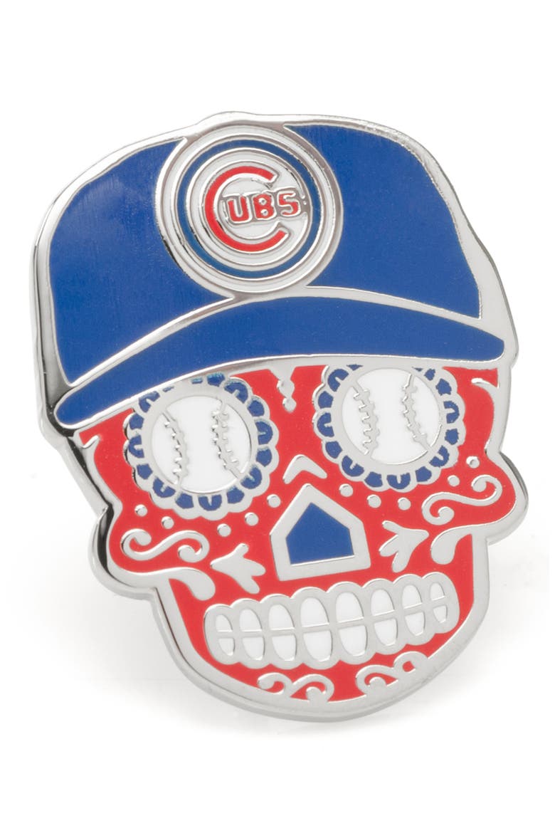 Chicago Cubs Sugar Skull Lapel Pin, Main, color, RED