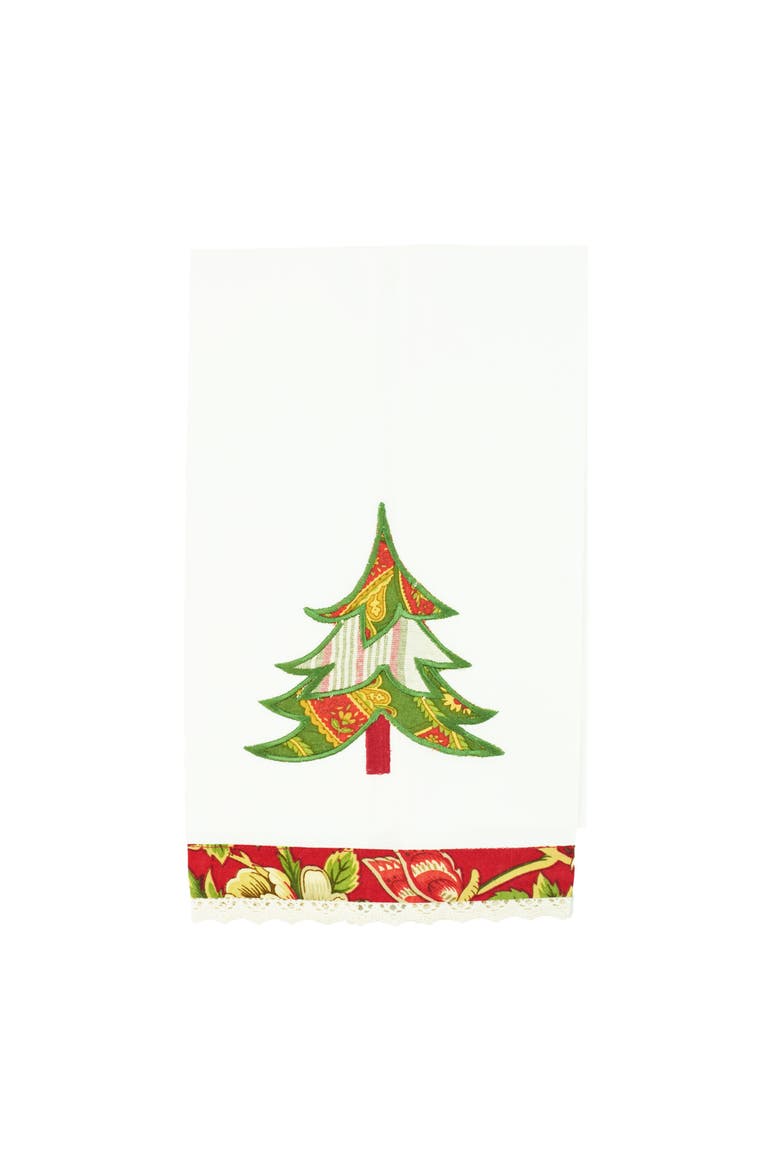 Christmas Trees Embroidered 100% Cotton Guest Towel, Alternate, color, brown