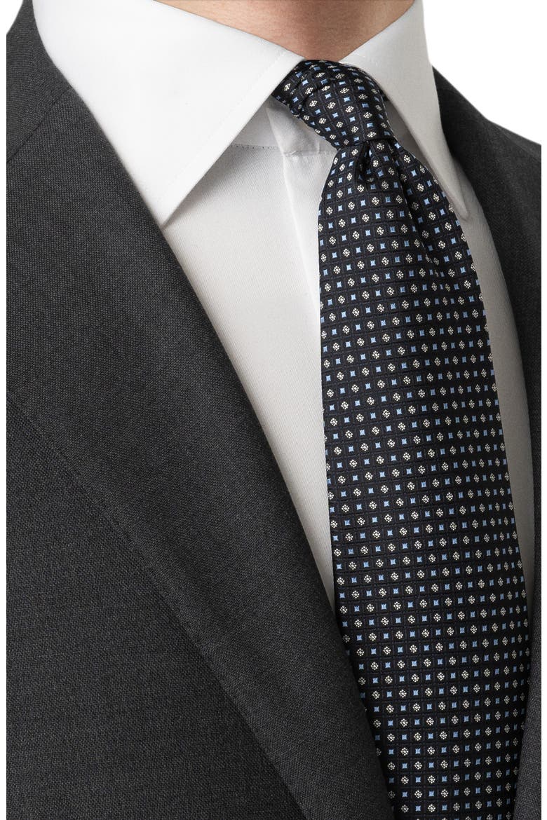 Micro Geometric Silk Tie, Alternate, color, DARK GREEN