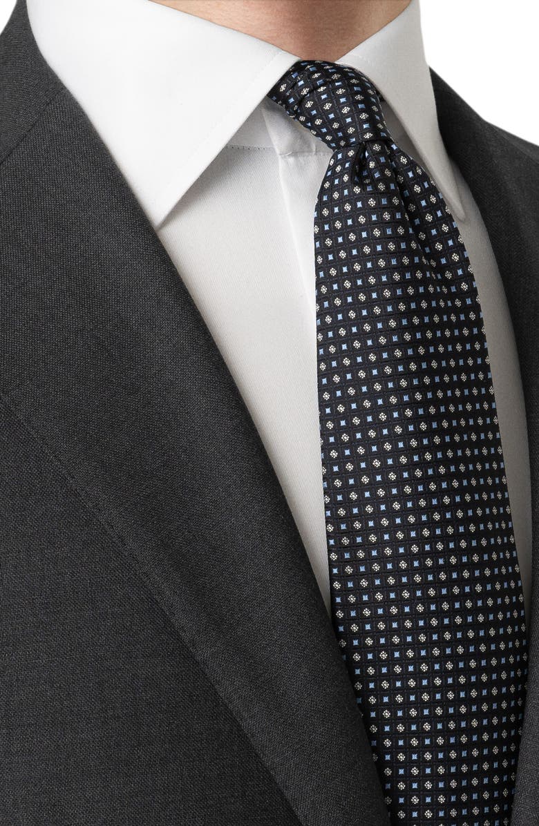 Eton Micro Geometric Silk Tie, Alternate, color, Dark Green