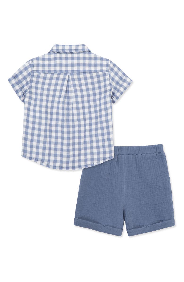 Little Me Check Short Sleeve Button-Up Shirt & Shorts Set, Alternate, color,