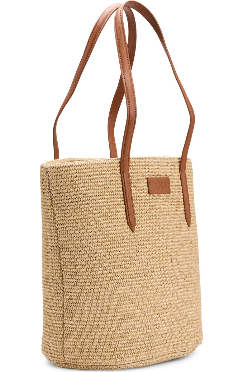 BOSS Palmah Faux Raffia Tote, Main, color,