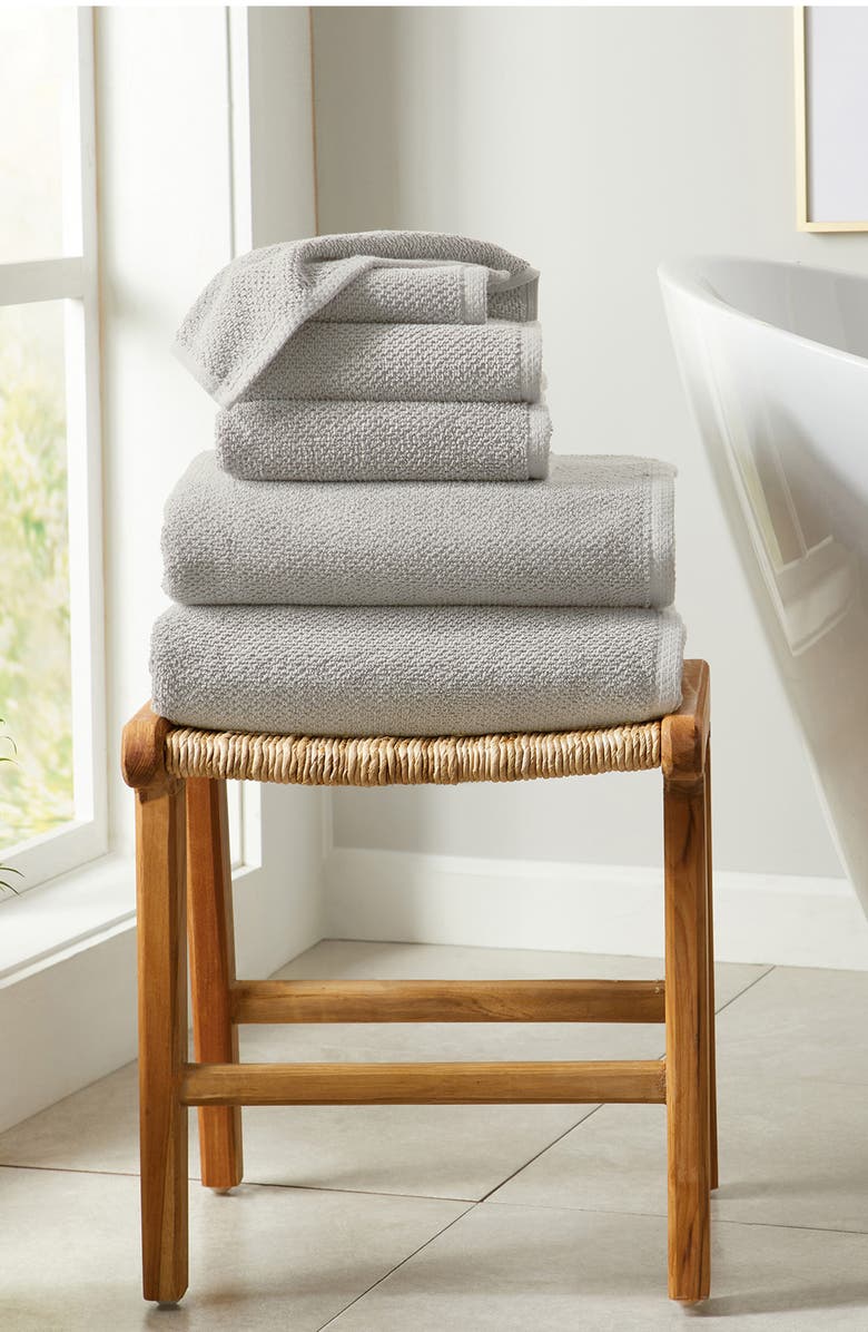 Woven & Weft Textured Single Bath Towel, Alternate, color, Light Grey