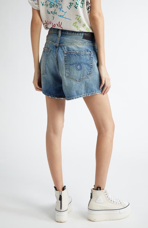 R13 Crossover Distressed Denim Shorts In Bain Blue