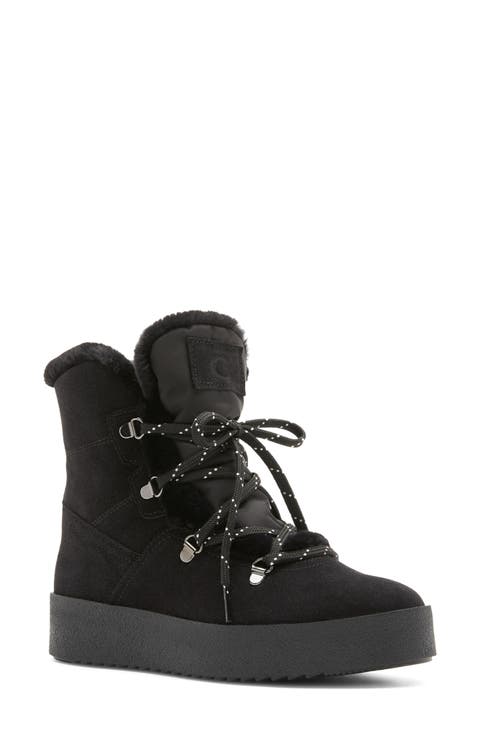 Exceptional Leather Boot with Genuine Shearling Trim