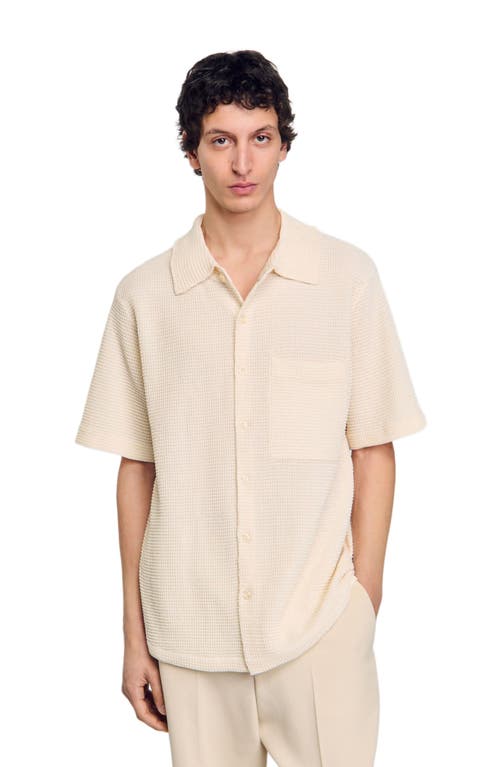 Sandro Waffled Shirt In Ivory.