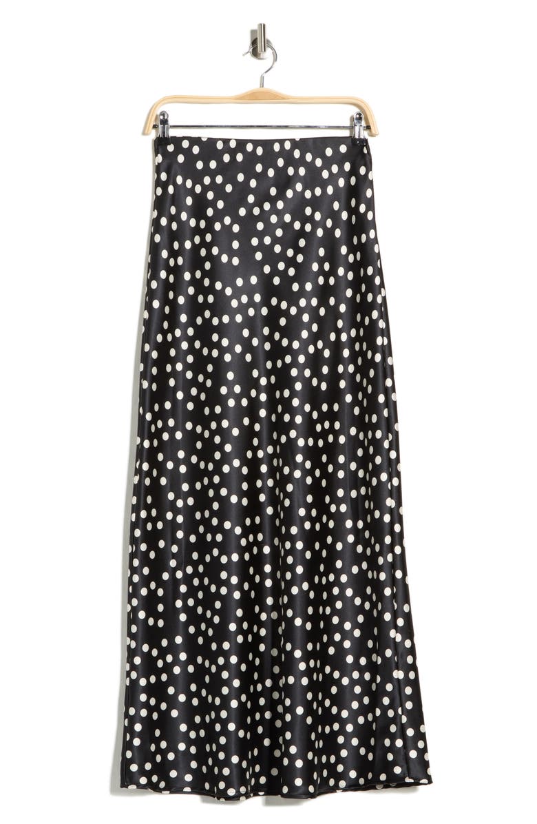 Renee C Polka Dot Print Maxi Skirt, Main, color, Black