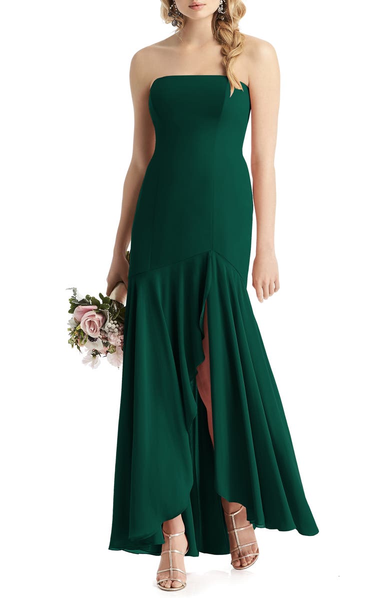After Six Strapless High/Low Matte Chiffon Gown, Main, color, 