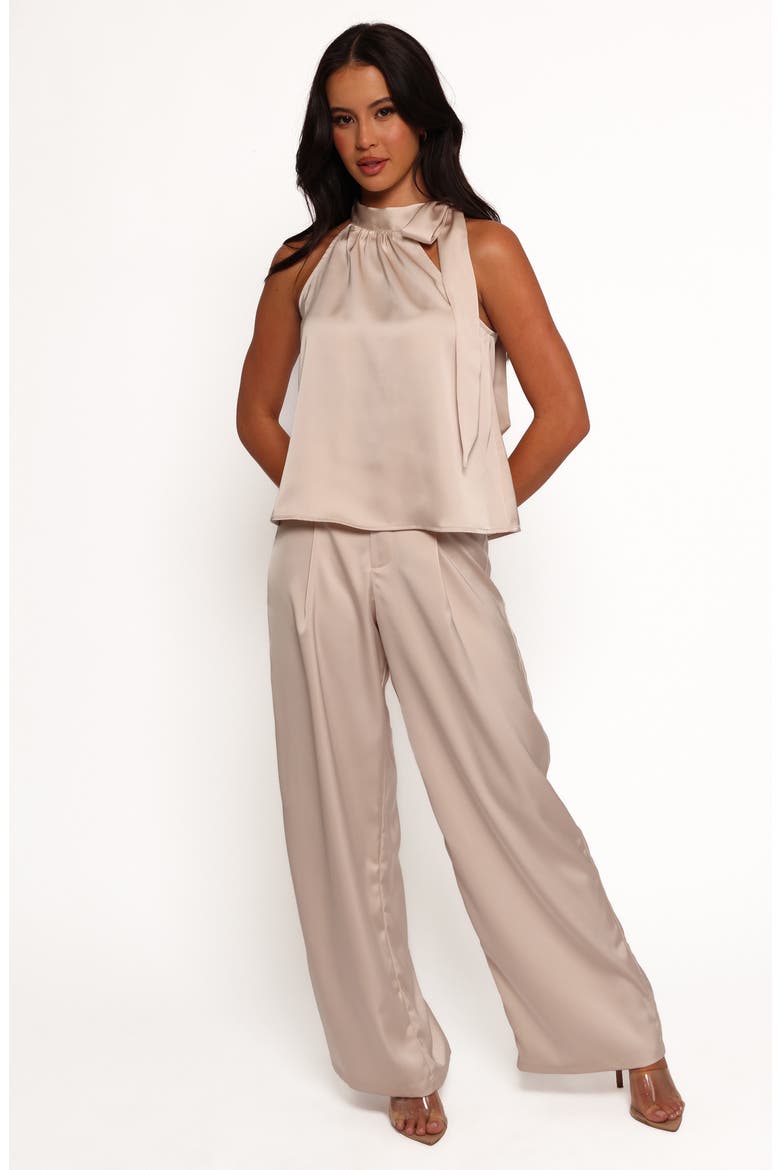 Skarlett Tie Neck Sleeveless Satin Top, Alternate, color, PEARL