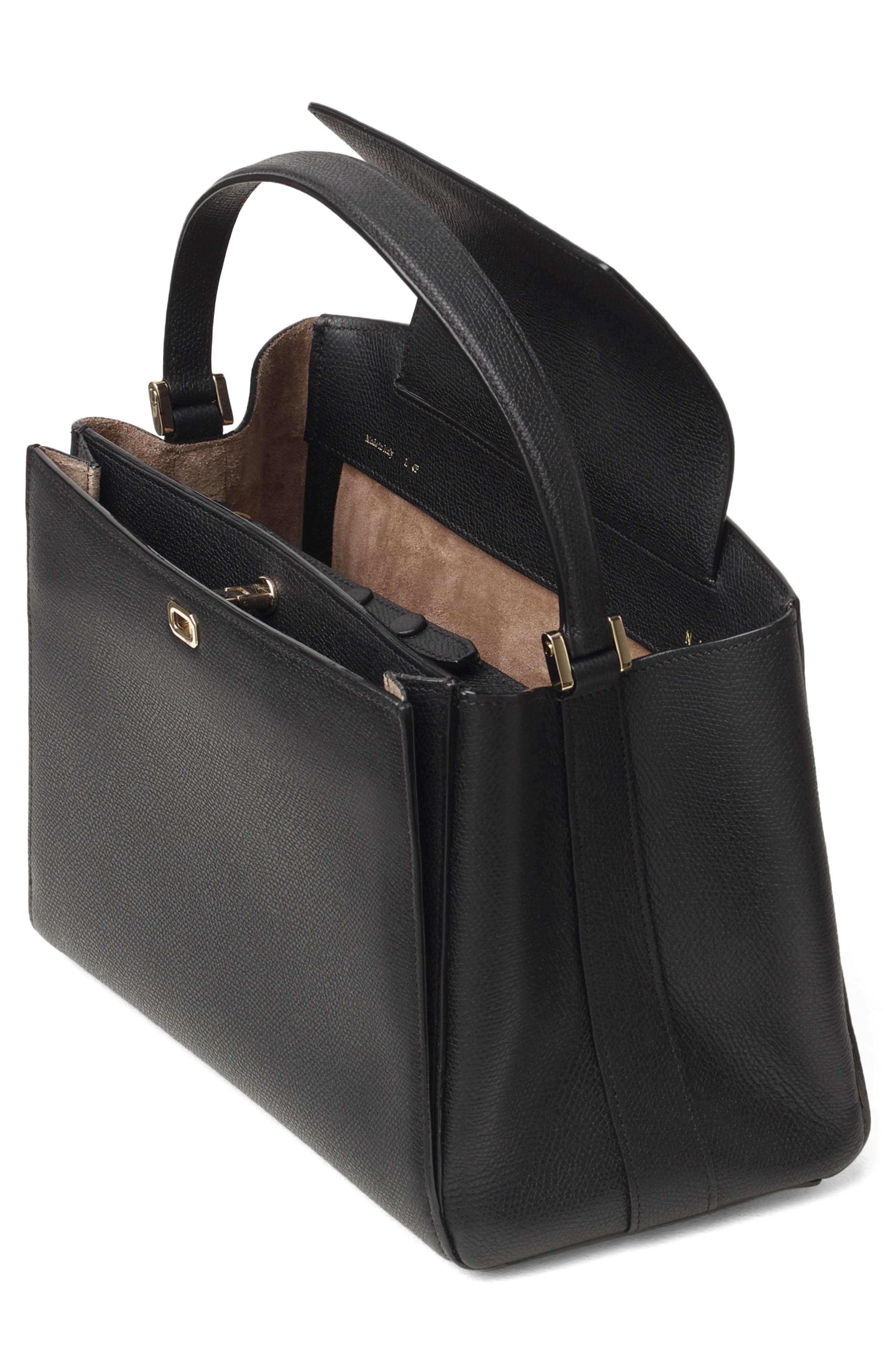 Valextra Medium Brera Leather Top Handle Bag, Alternate, color, 