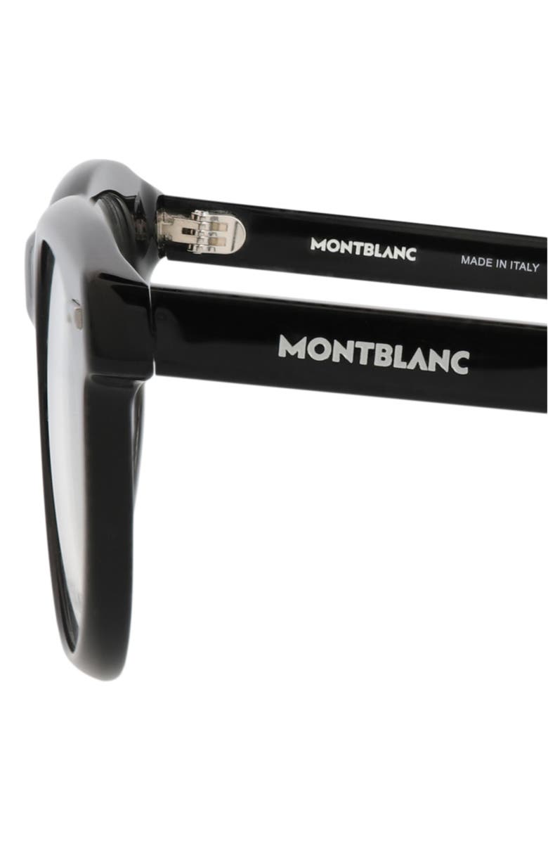 Montblanc 52mm Round Optical Glasses, Alternate, color, Black Black Transparent