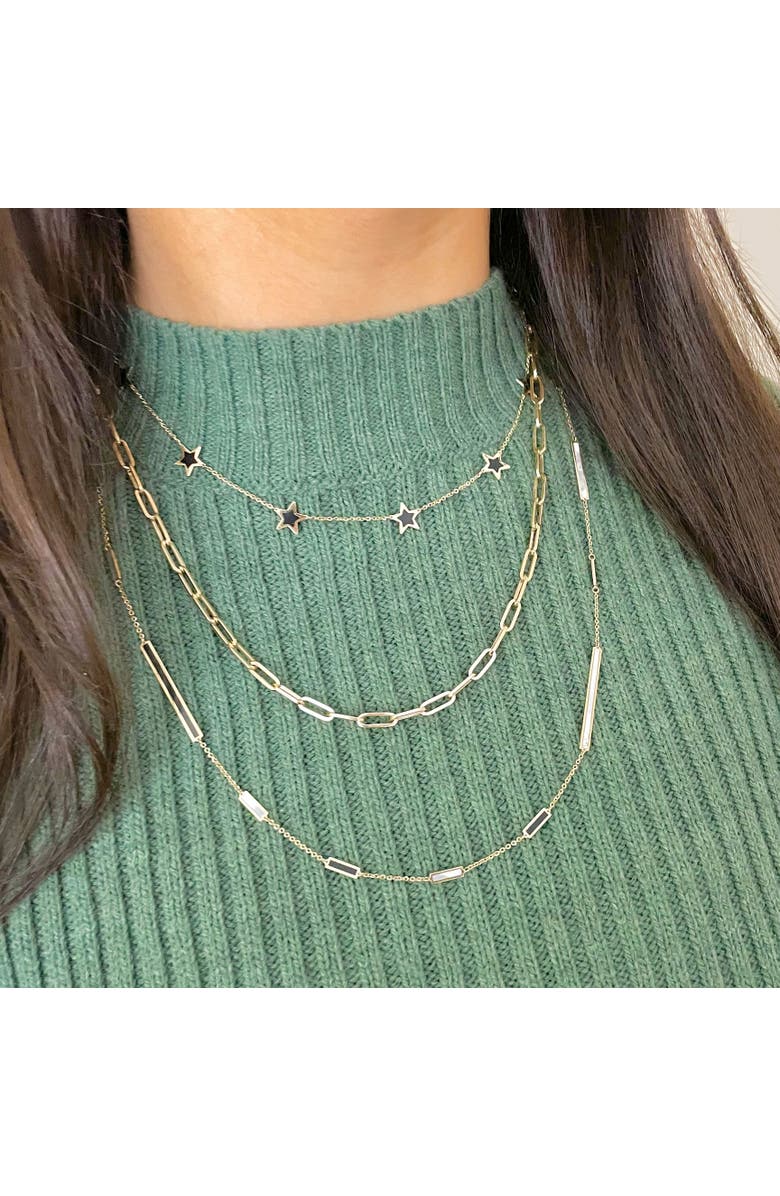 The Lovery Fine Jewelry Onyx Star Station Necklace, Alternate, color, Onyx