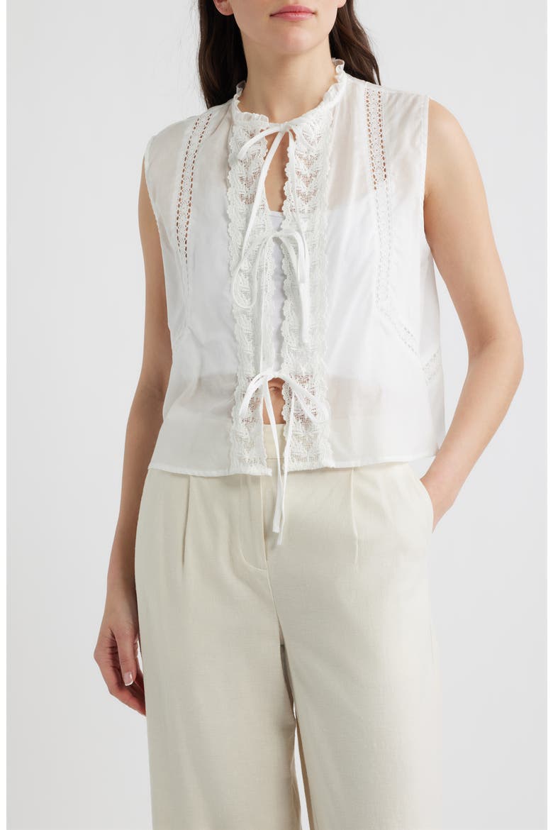 Rodas Lace Sleeveless Top, Main, color, ECRU