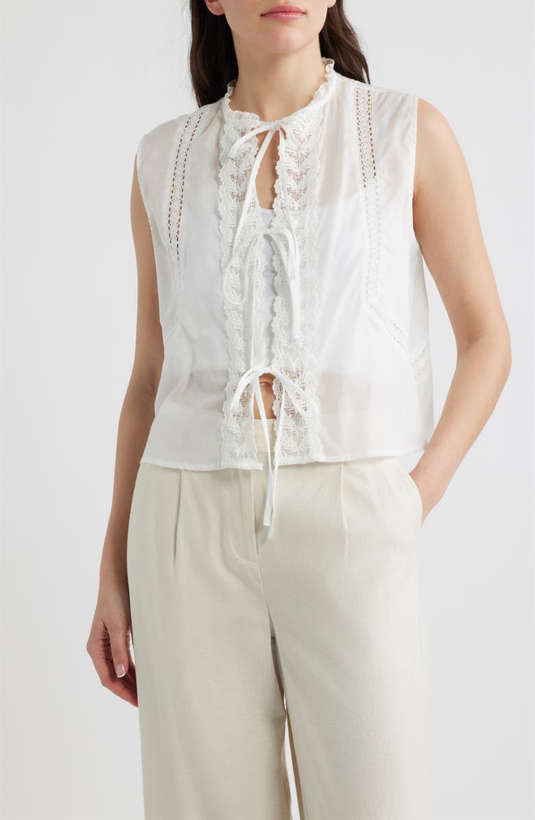 DELUC Rodas Lace Sleeveless Top, Main, color, Ecru