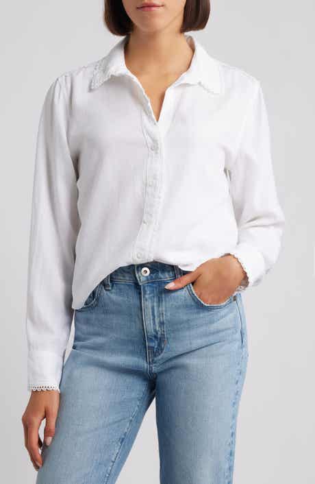 Cloth & Stone Lace Trim Button-Up Shirt