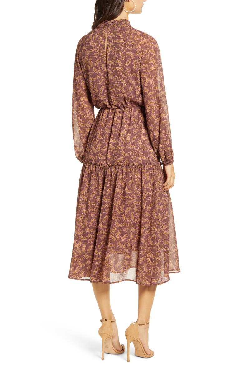 All in Favor Floral Print Long Sleeve Prairie Dress, Alternate, color, 