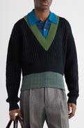 Dries Van Noten Medan Colorblock Cable Stitch Polo Sweater