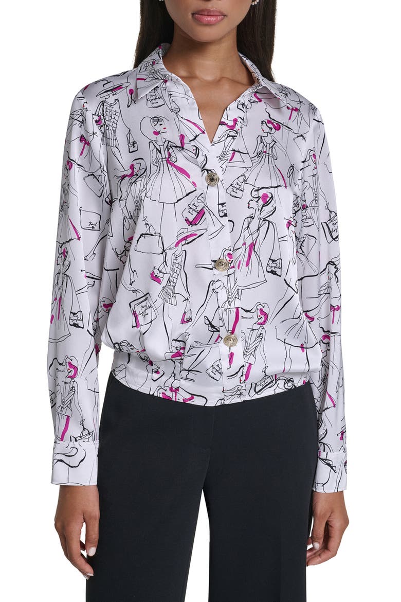 Allover Print Long Sleeve Woven Shirt, Main, color, SOFT WHITE MULTI