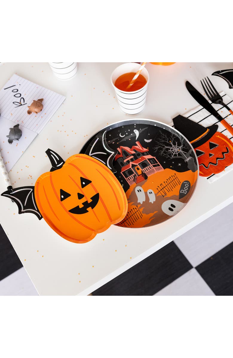 Daydream Society Trick or Treat Street Halloween Pumpkin Large Napkins, Alternate, color, 