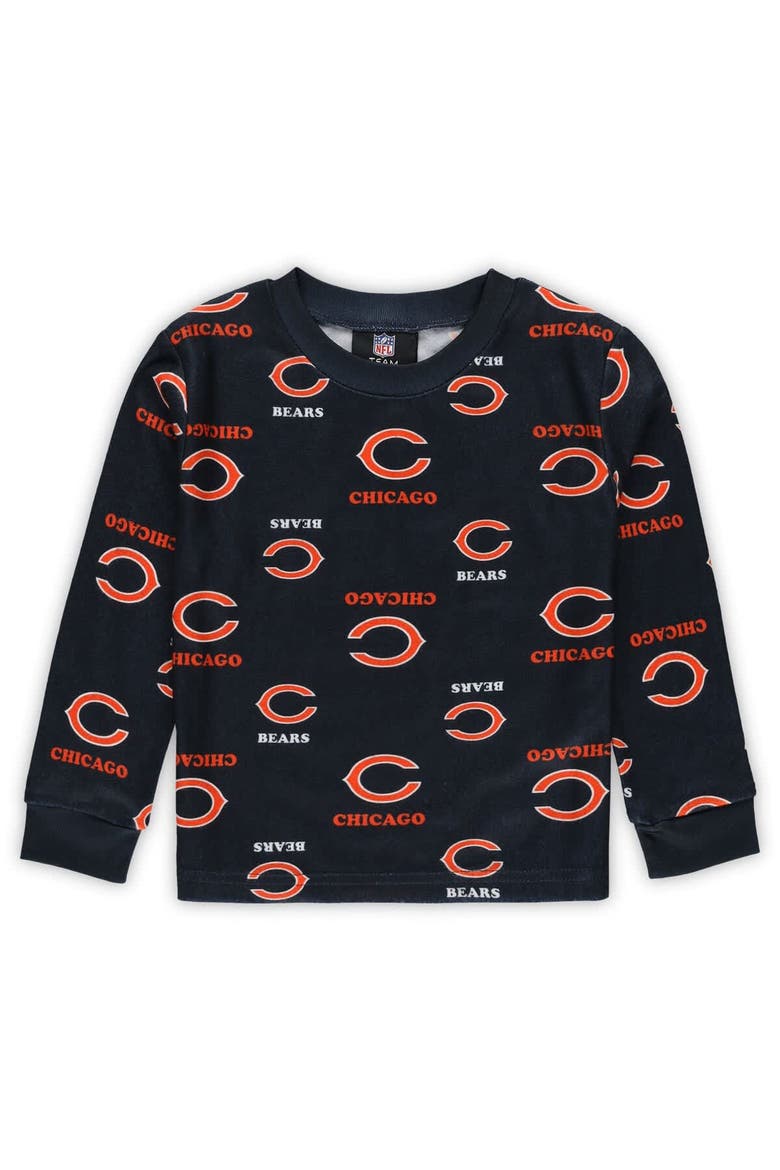 Toddler Outerstuff Navy Chicago Bears All-Over-Print Long Sleeve T-Shirt and Pants Sleep Set, Alternate, color, Navy