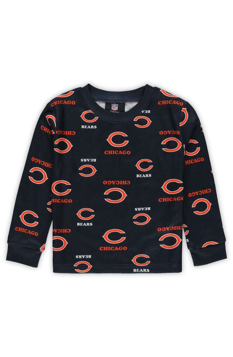 Outerstuff Toddler Outerstuff Navy Chicago Bears All-Over-Print Long Sleeve T-Shirt and Pants Sleep Set, Alternate, color, Navy