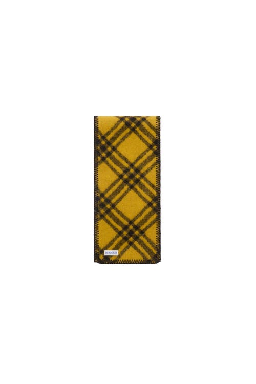 Burberry Narrow Check Wool Scarf In Yellow