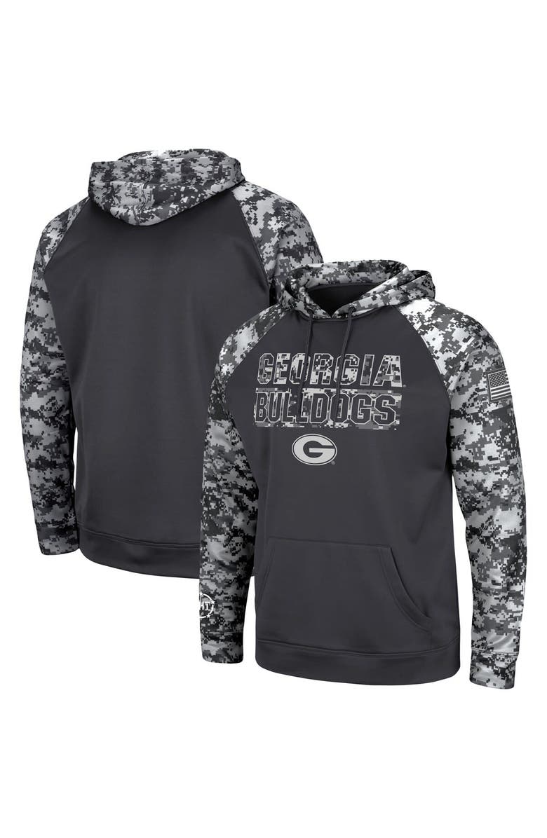 COLOSSEUM Men's Colosseum Charcoal Georgia Bulldogs OHT Military Appreciation Digital Camo Pullover Hoodie, Main, color, 