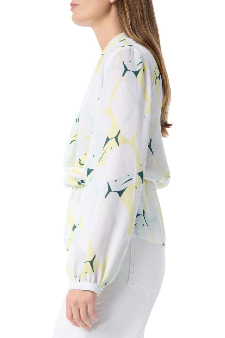 Margot Abstract Print Faux Wrap Peplum Top, Alternate, color, JUNE BUG - ABSTRACT PATCHWORK