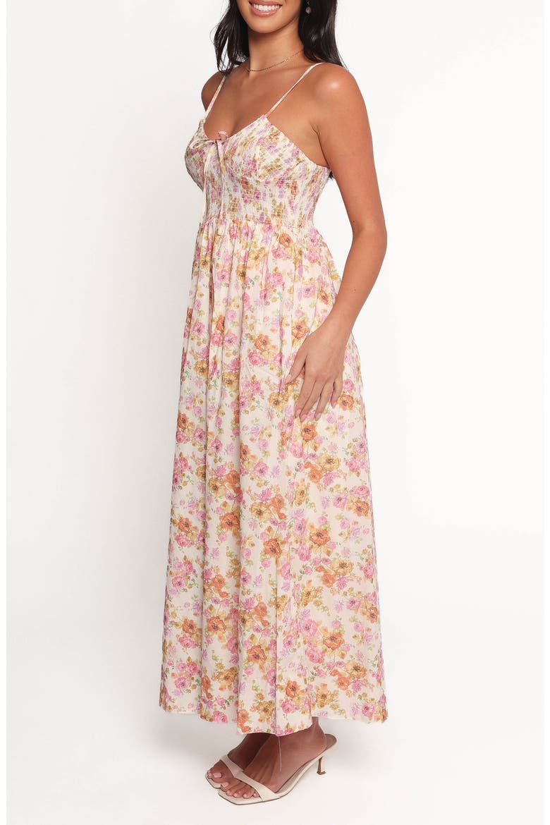 Salaca Floral Print Smocked Sleeveless Maxi Dress, Alternate, color, PINK/ ORANGE