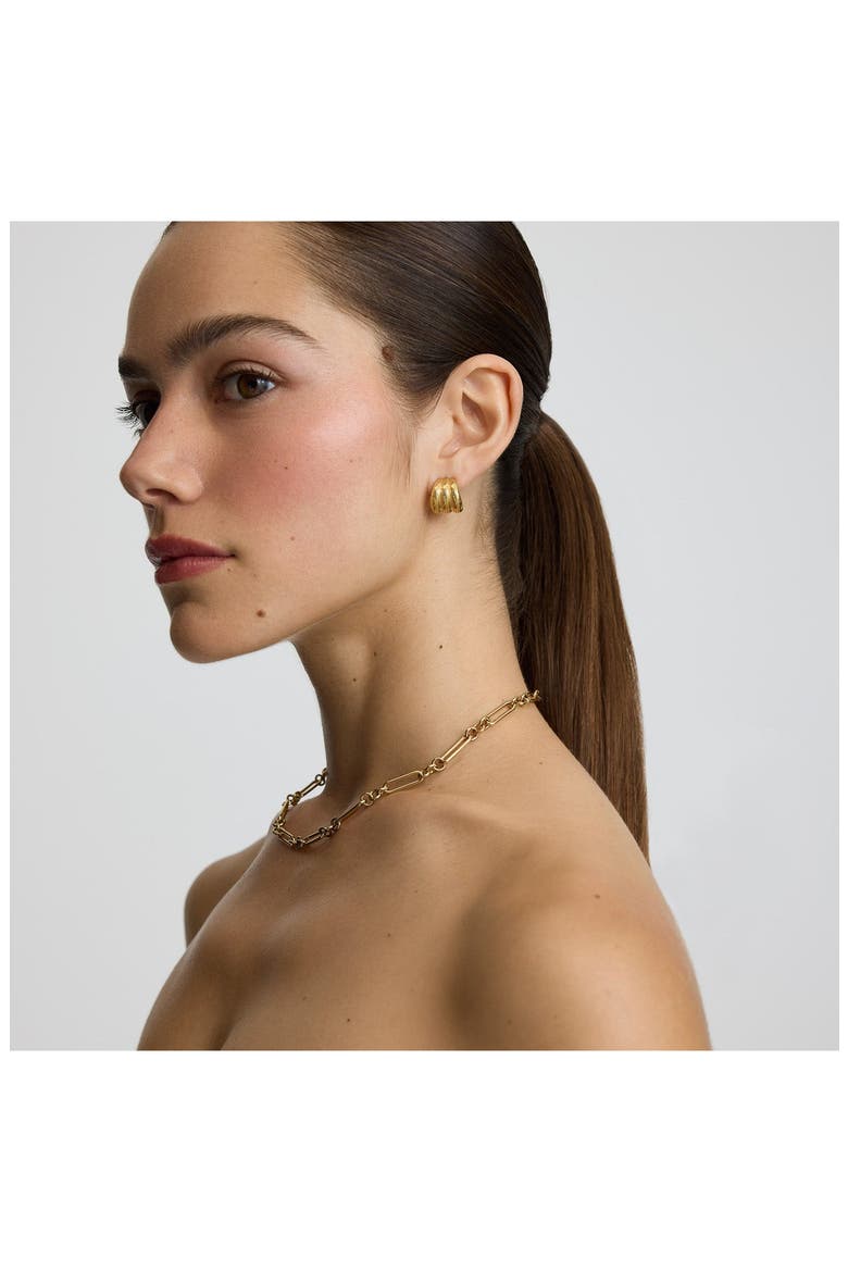 Ribbed Small Hoop Earrings, Alternate, color, GOLD