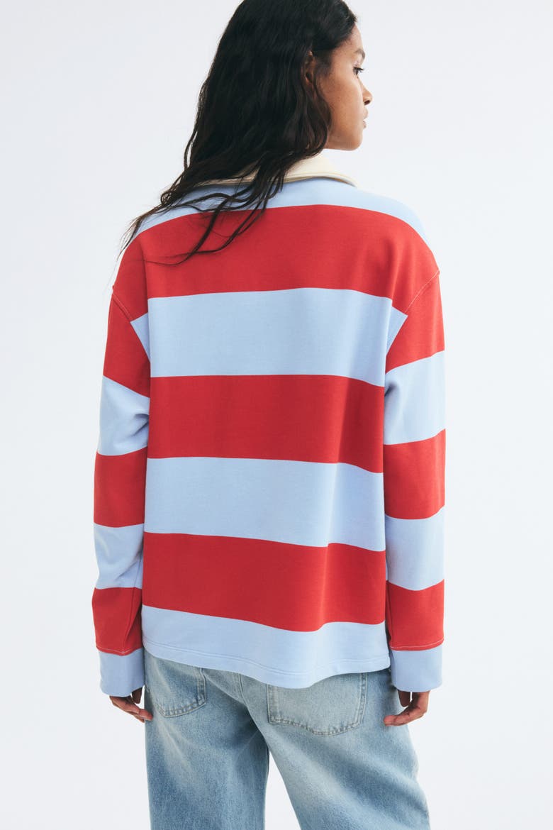 Cotton Rugby Shirt, Alternate, color, Light blue/striped