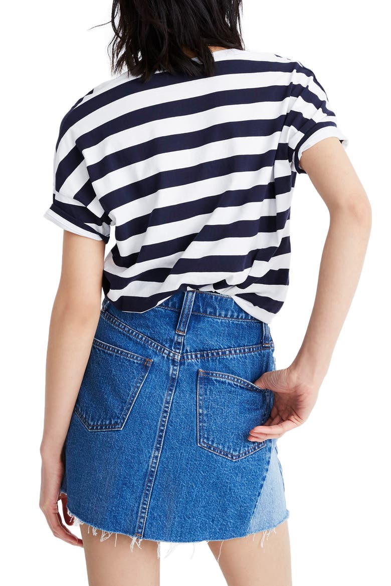 Pieced Denim A-Line Miniskirt, Alternate, color, DELMITA WASH