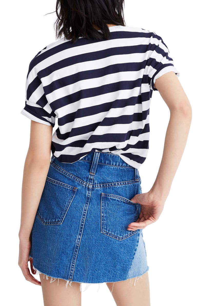 Madewell Pieced Denim A-Line Miniskirt, Alternate, color, 