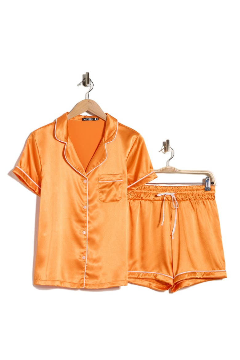 Dixie Satin Shorts Pajamas, Alternate, color, TURMERIC