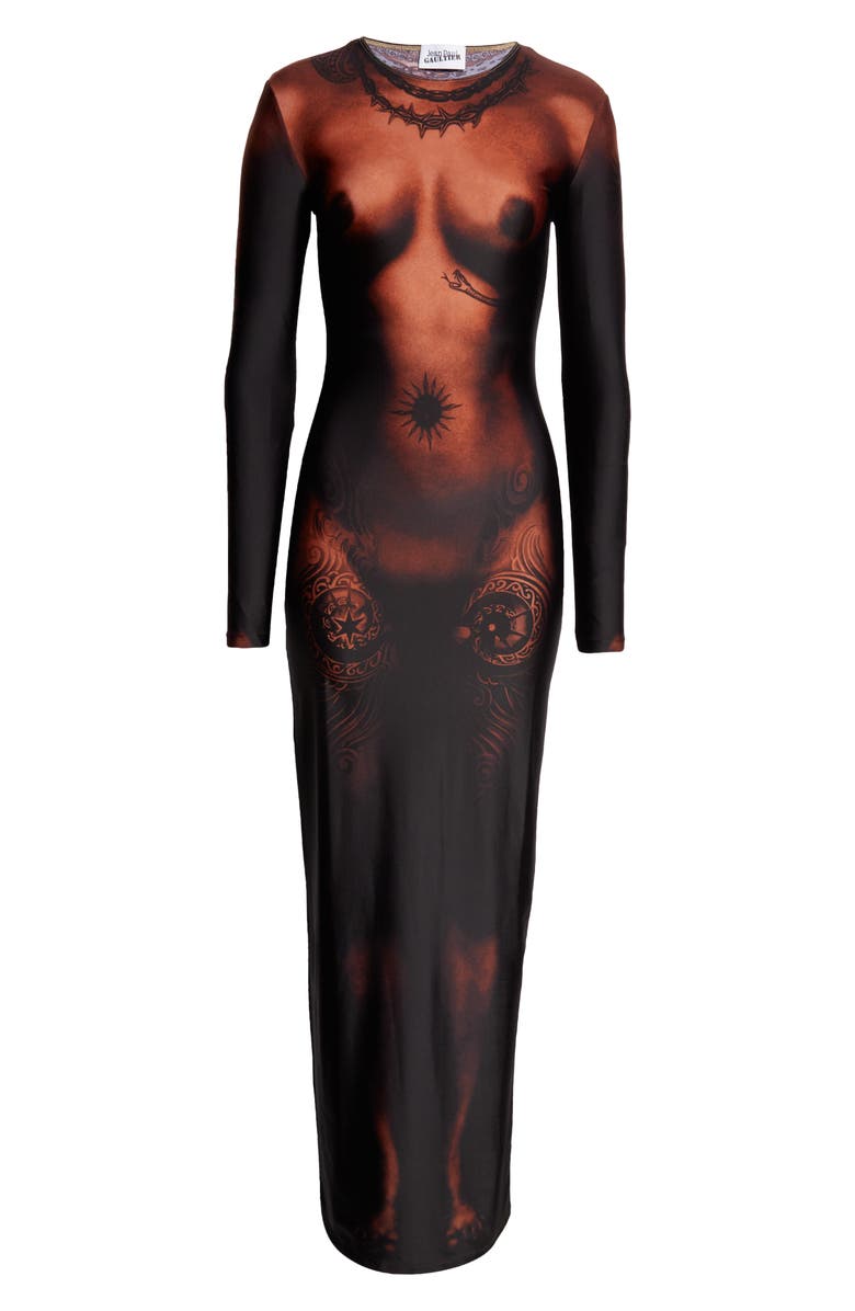 Jean Paul Gaultier Long Sleeve Maxi Dress, Alternate, color, 