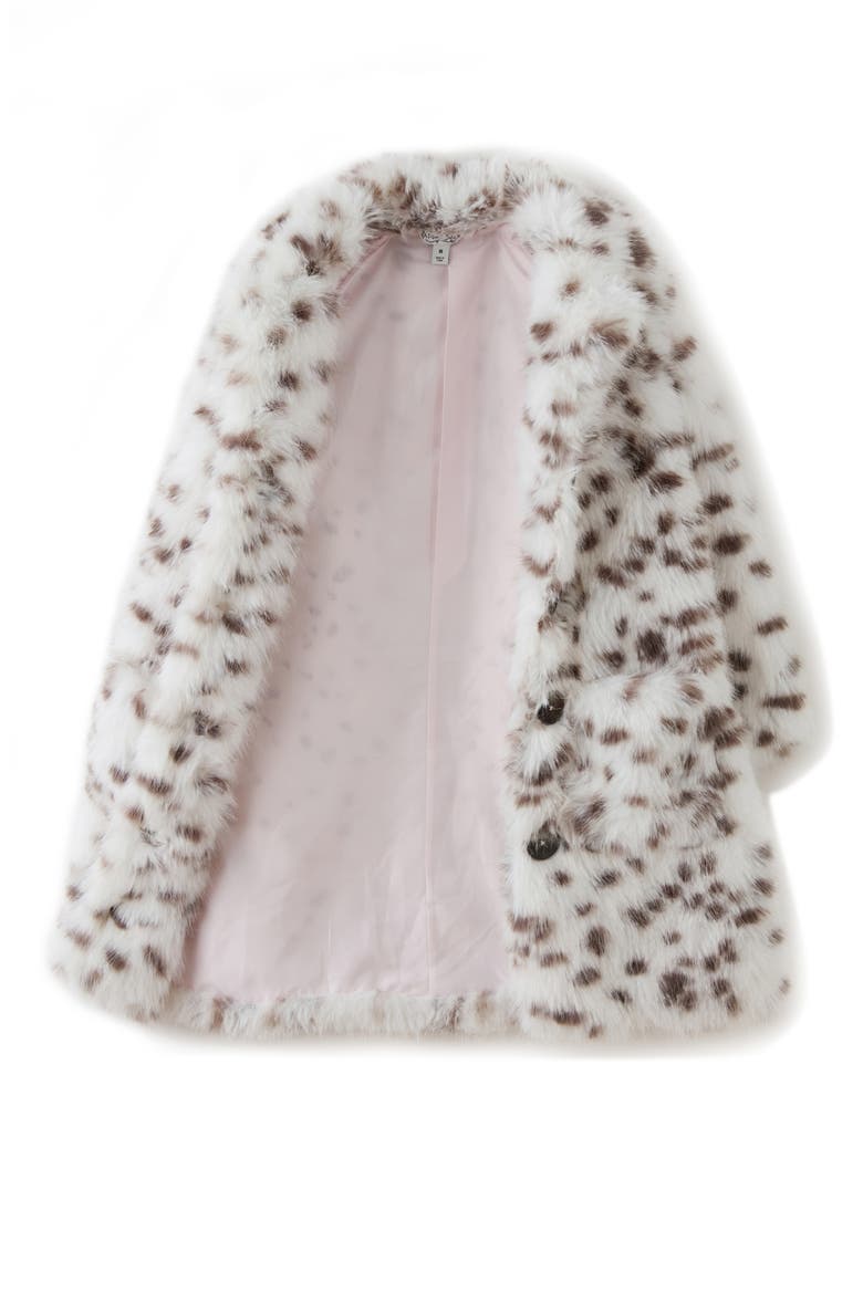 Kids' Sutton Dalmatian Print Faux Fur Coat, Alternate, color, WHITE/ BLACK
