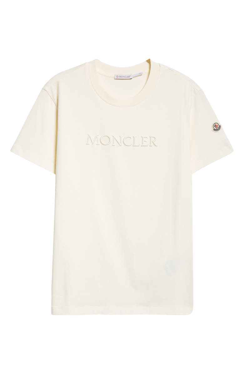 Moncler Logo Embroidered Cotton T-Shirt, Alternate, color, White Onyx