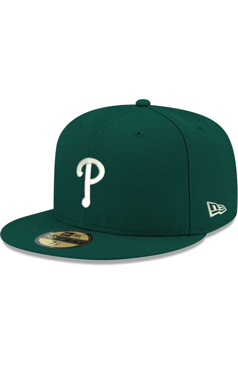 New Era Men's New Era Green Philadelphia Phillies White Logo 59FIFTY Fitted Hat, Main, color, 