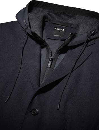 ZEGNA Trofeo Wool Blend Sports Jacket with Removable Hooded