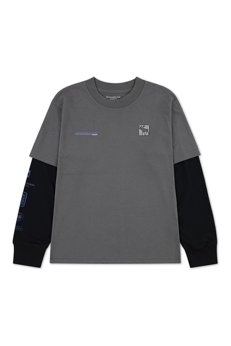 Kids' Racetrack Layered Long Sleeve Graphic T-Shirt, Main, color, CASTLEROCK