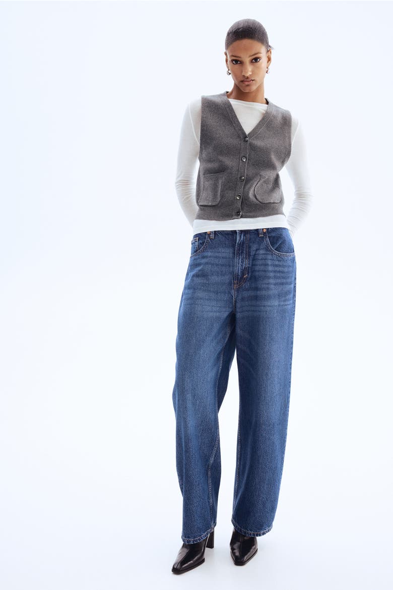 Fine-knit Waistcoat, Alternate, color, Dark gray melange