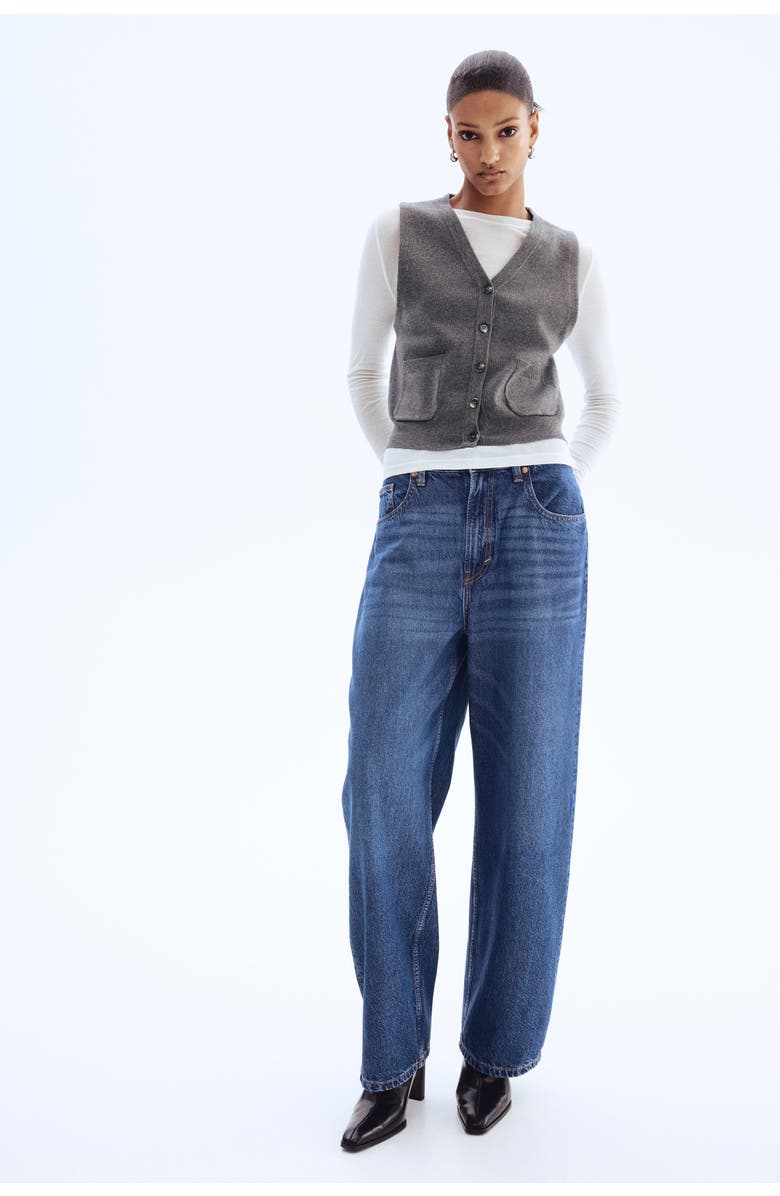 H&M Fine-knit Waistcoat, Alternate, color, Dark Gray Melange