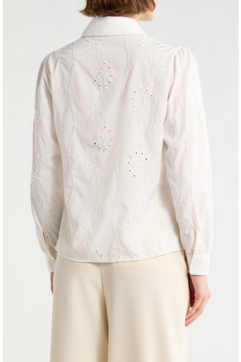 Eyelet Hidden Placket Top, Alternate, color, WHITE