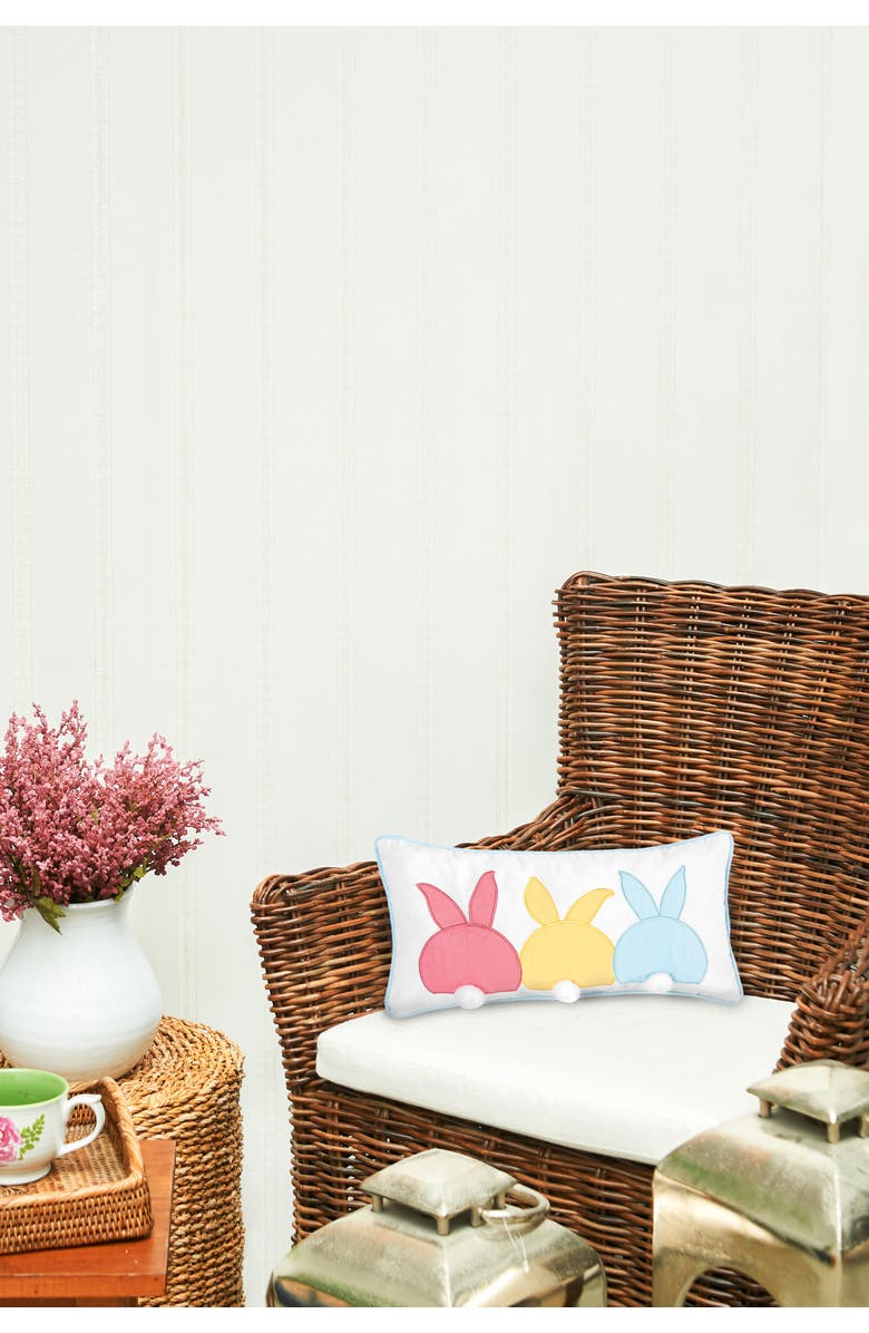 C&F Home Easter Bunny Bum Trio Cotton Blend Mini Lumbar Accent Pillow 10" x 20", Alternate, color, White