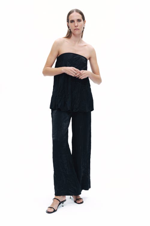 Shop Nocturne Wrinkled Strapless Blouse In Black